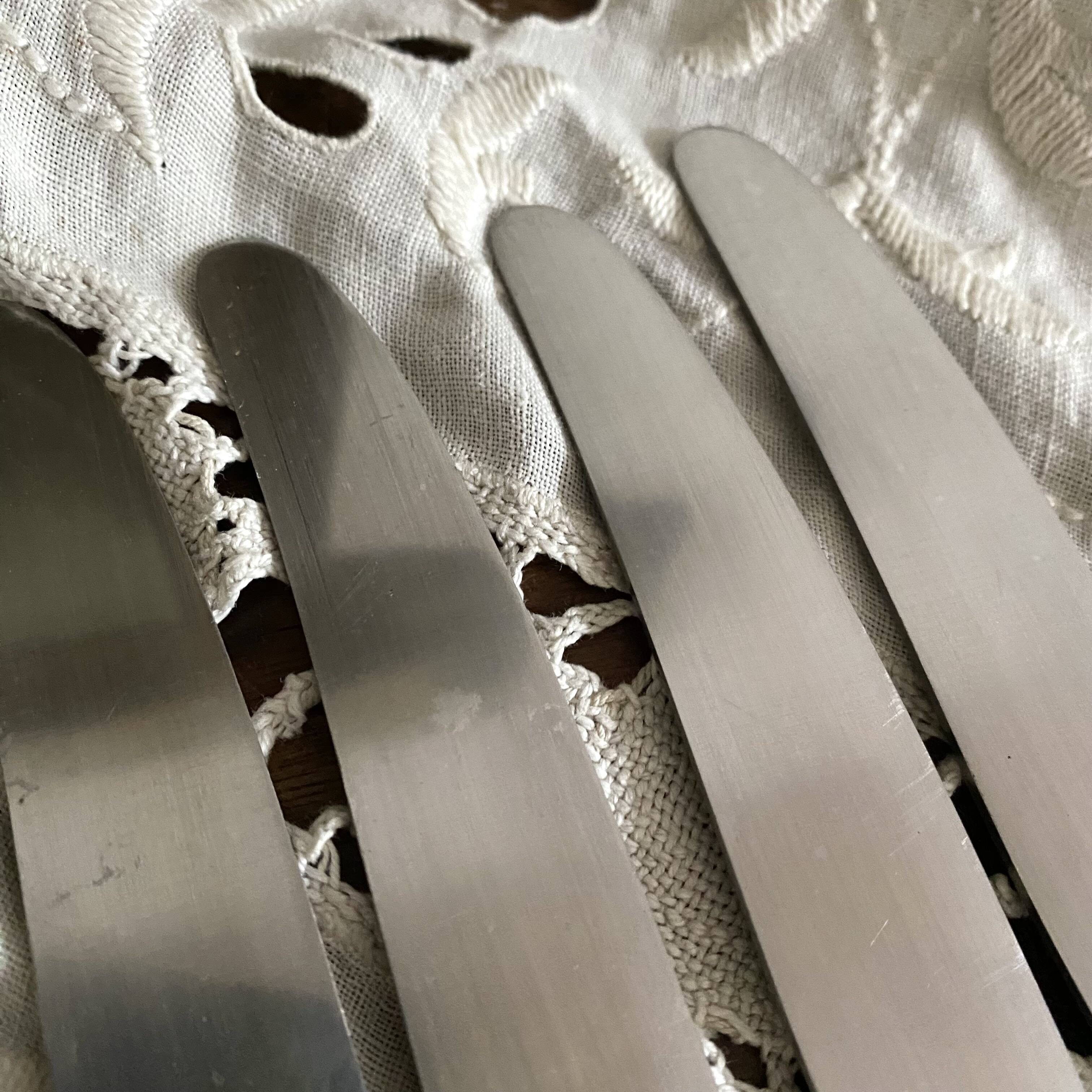 Silver-plated knives with stainless steel blades, Vego brand, 1950s