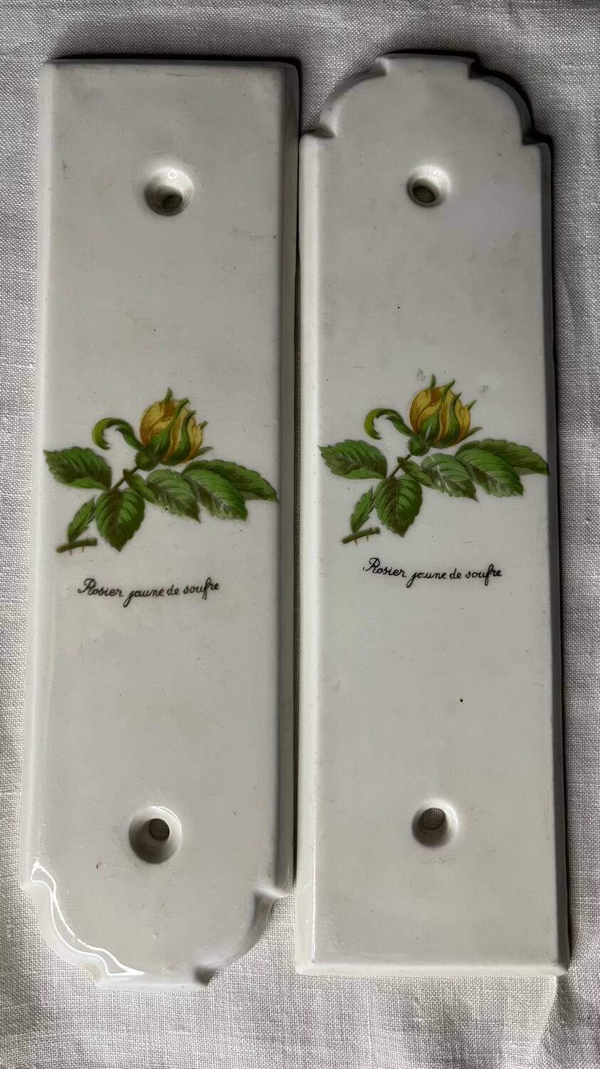 Pair of vintage Paris porcelain cleanliness plates