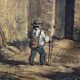 19th century painting, oil on canvas, interior decor of a lively village