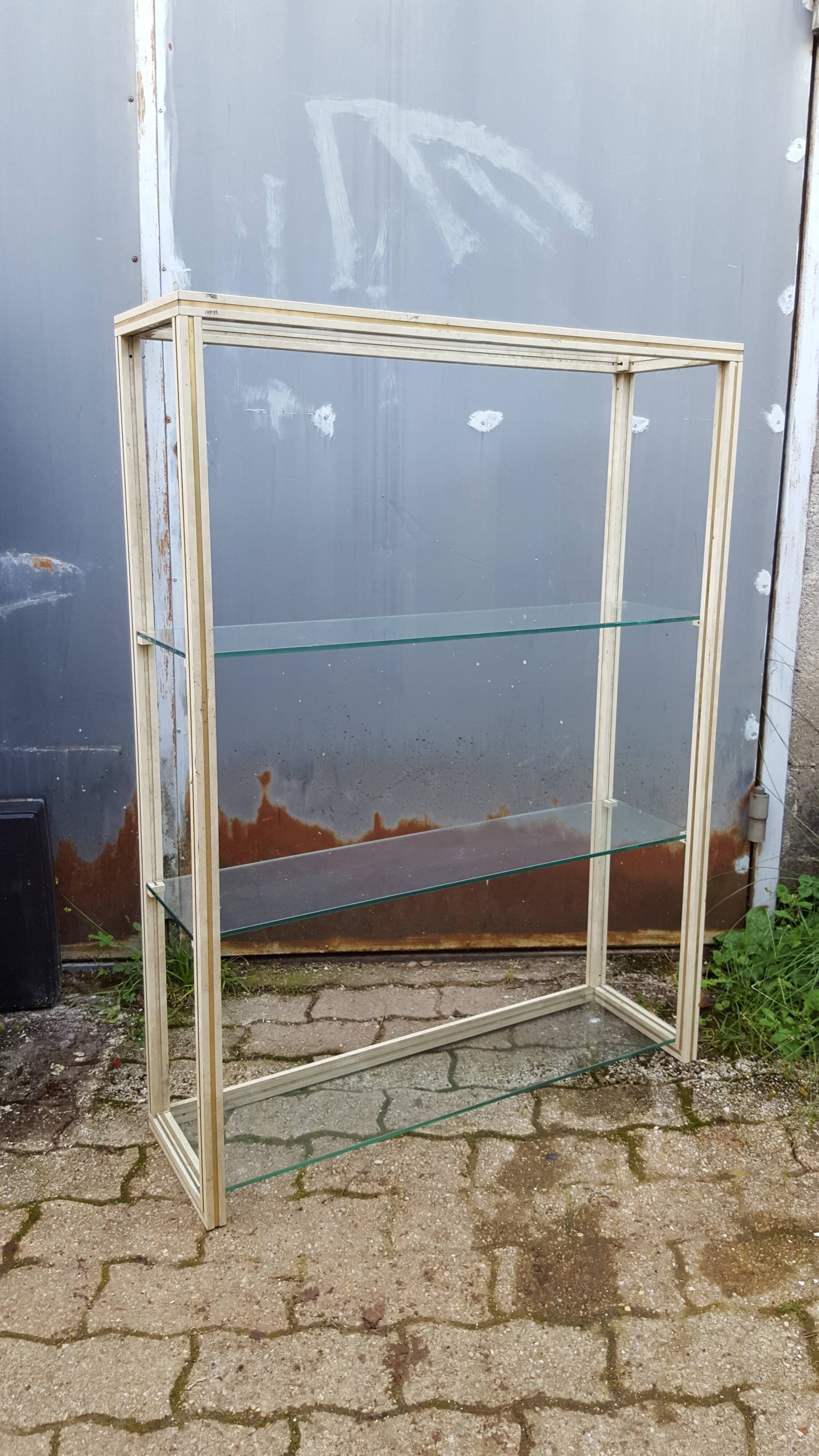 Étagère vitrée aluminium vintage 1970/80