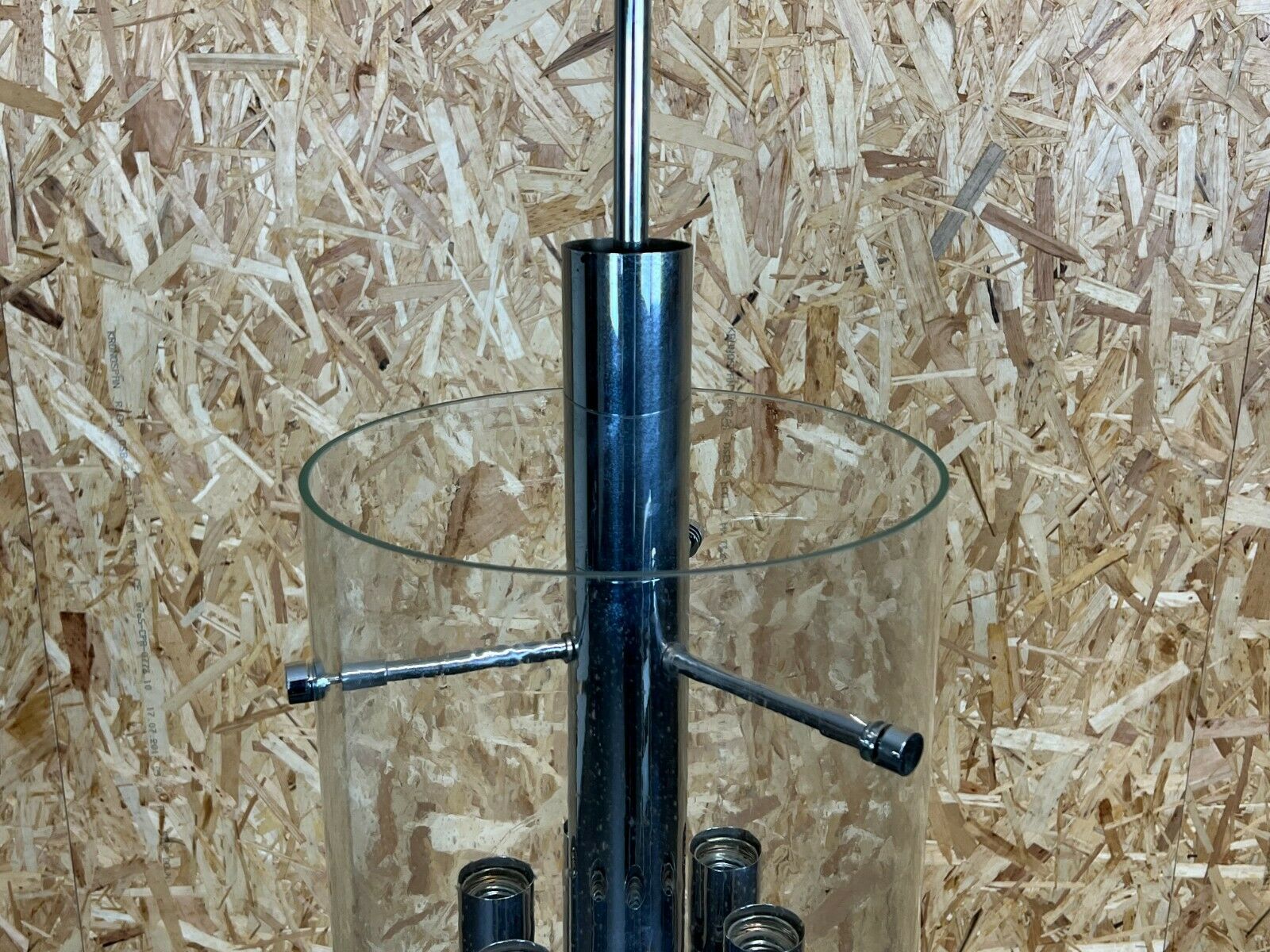 60s 70s Chandelier Huge Chandelier Pendant Lamp Limburg Glass & Chrome Design