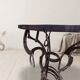 Handmade round side table with wrought iron base, circa 1980s, Czechoslovakia, 67 × 50 cm