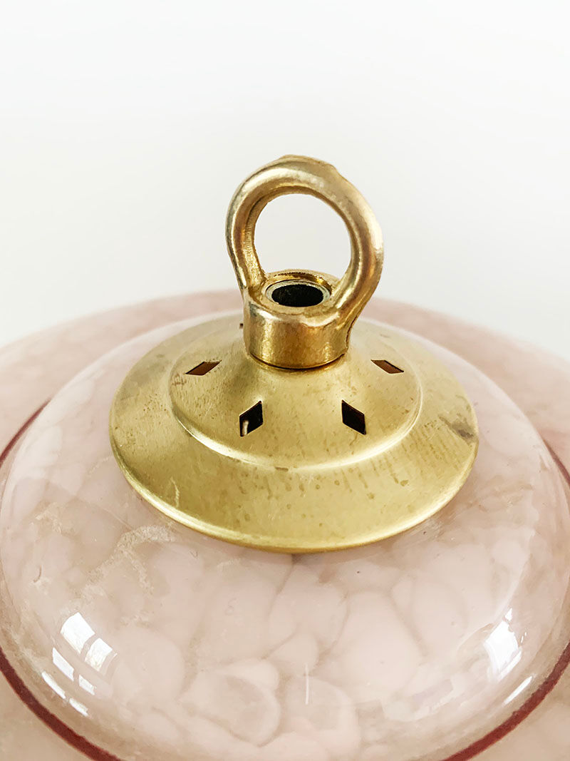 Glass and brass table lamp