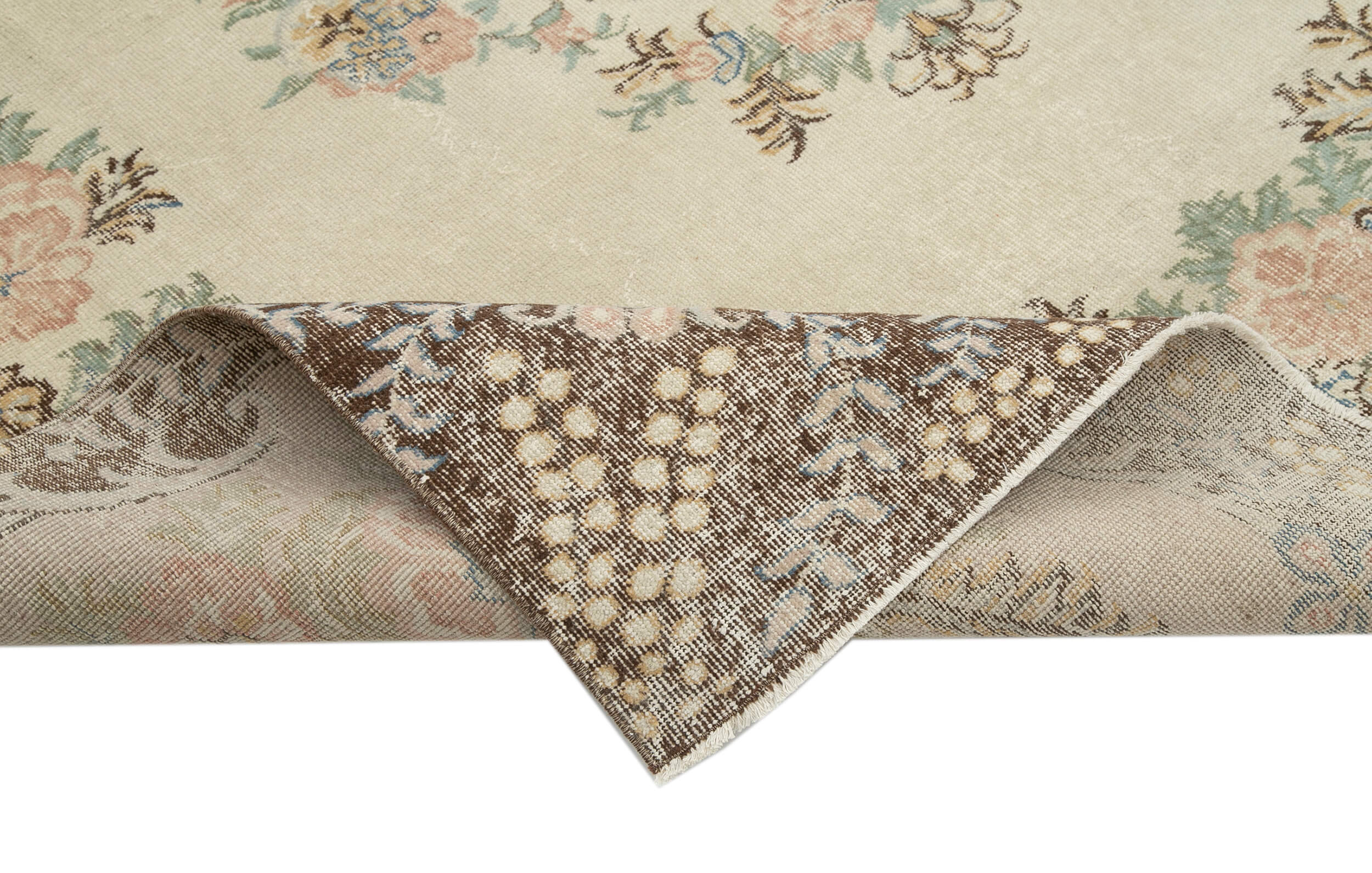 Hand-Knotted Antique Turkish Beige Rug 213 cm x 294 cm - 25059