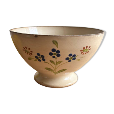 Ancien bol en faïence sur pied douche Digoin Sarreguemine Fleurs / flo
