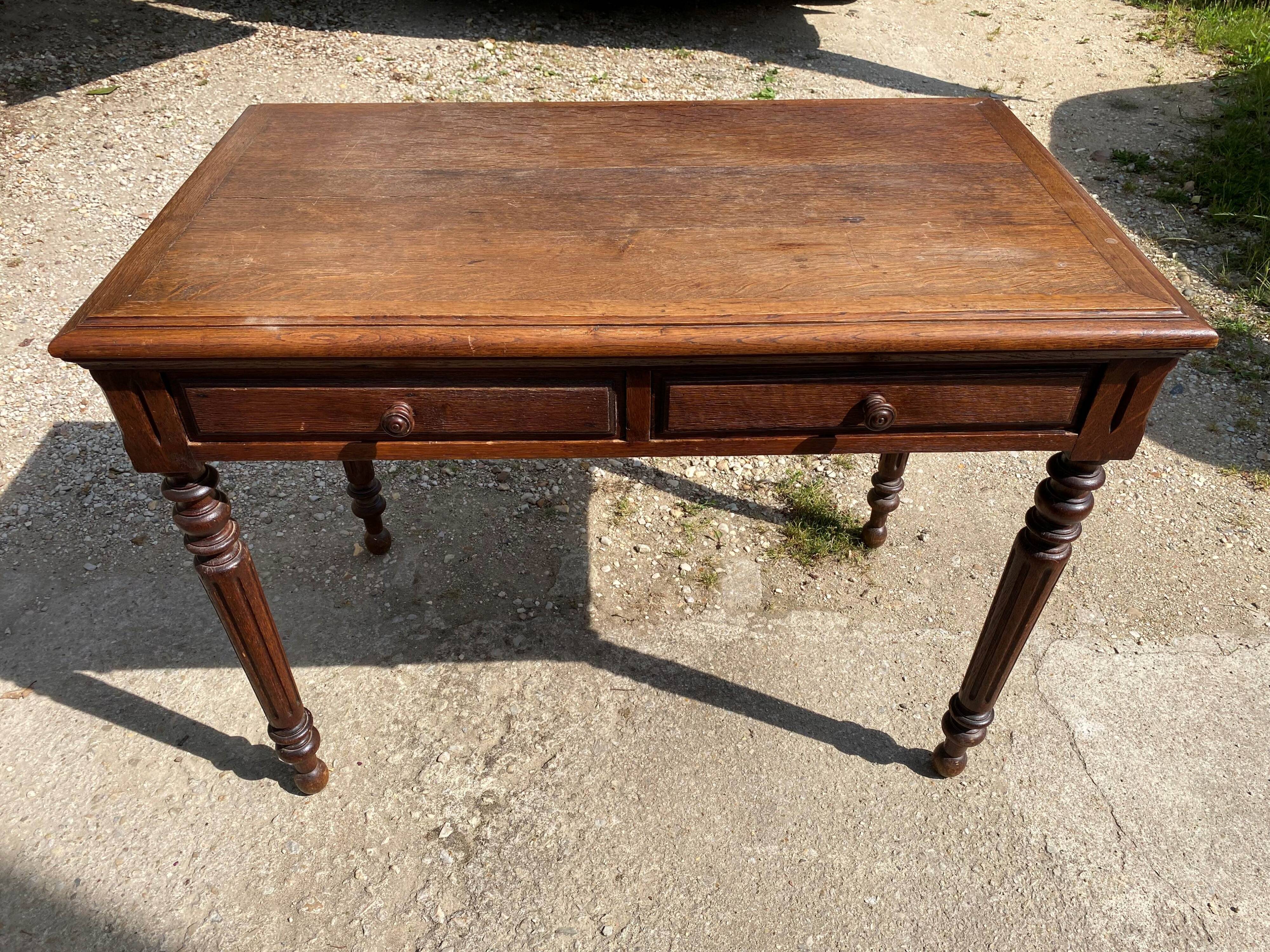 Oak desk with 2 drawers, 97 x 58 cm