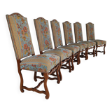 Beech Os De Mouton tapestry chairs (set of 6)