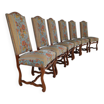 Beech Os De Mouton tapestry chairs (set of 6)