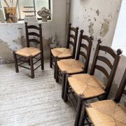 Straw chairs oak 1940s Dudouyt