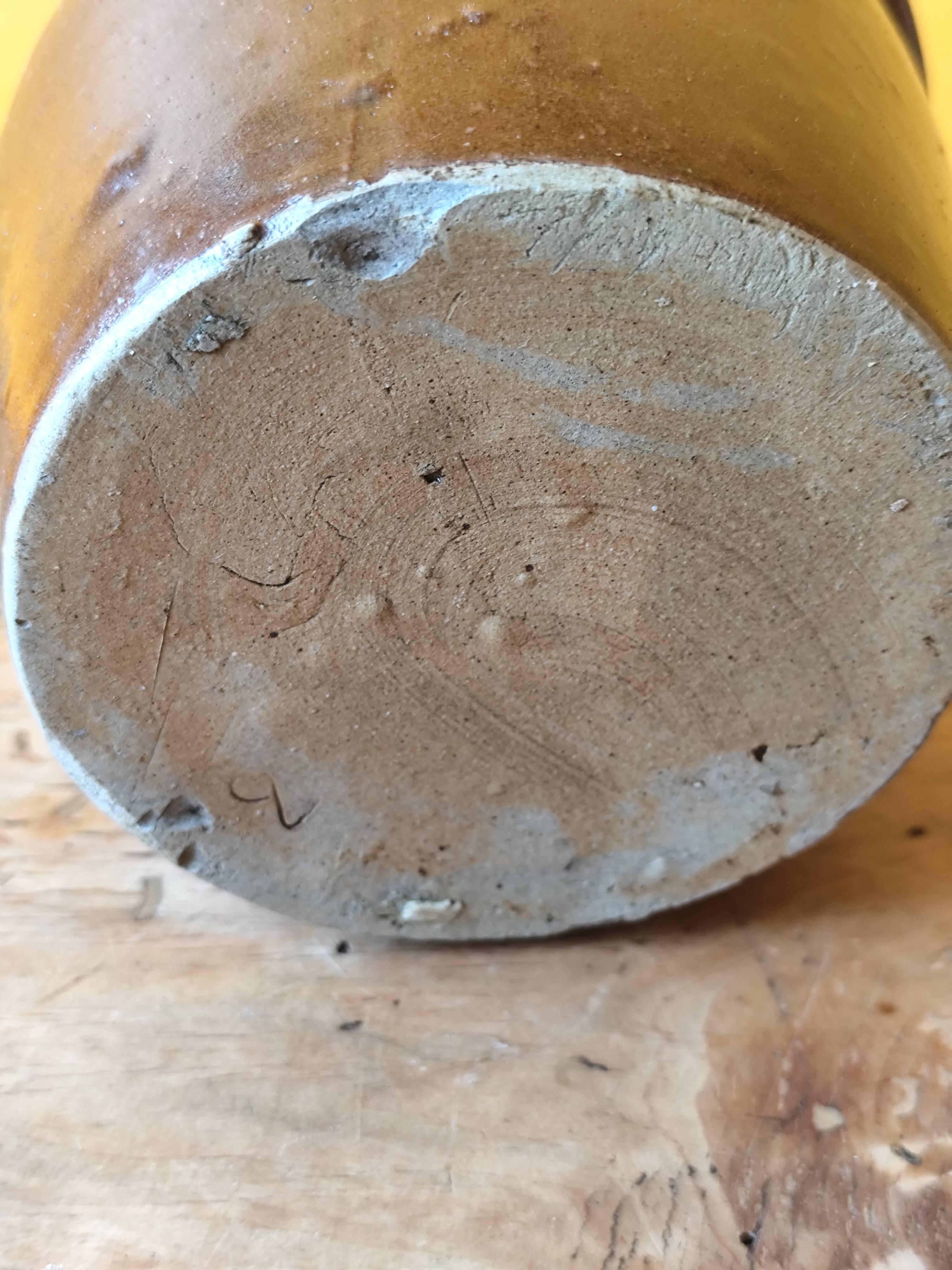 Brown glazed stoneware pot - antique glazed ceramic utensil holder