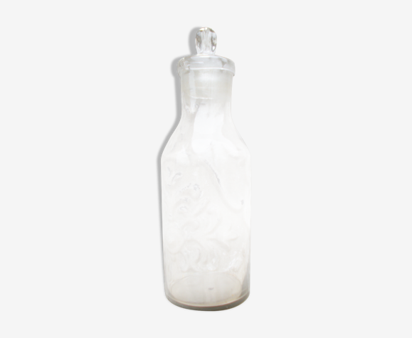 Bocal ancien en verre bouchon émeri magasin 34 cm