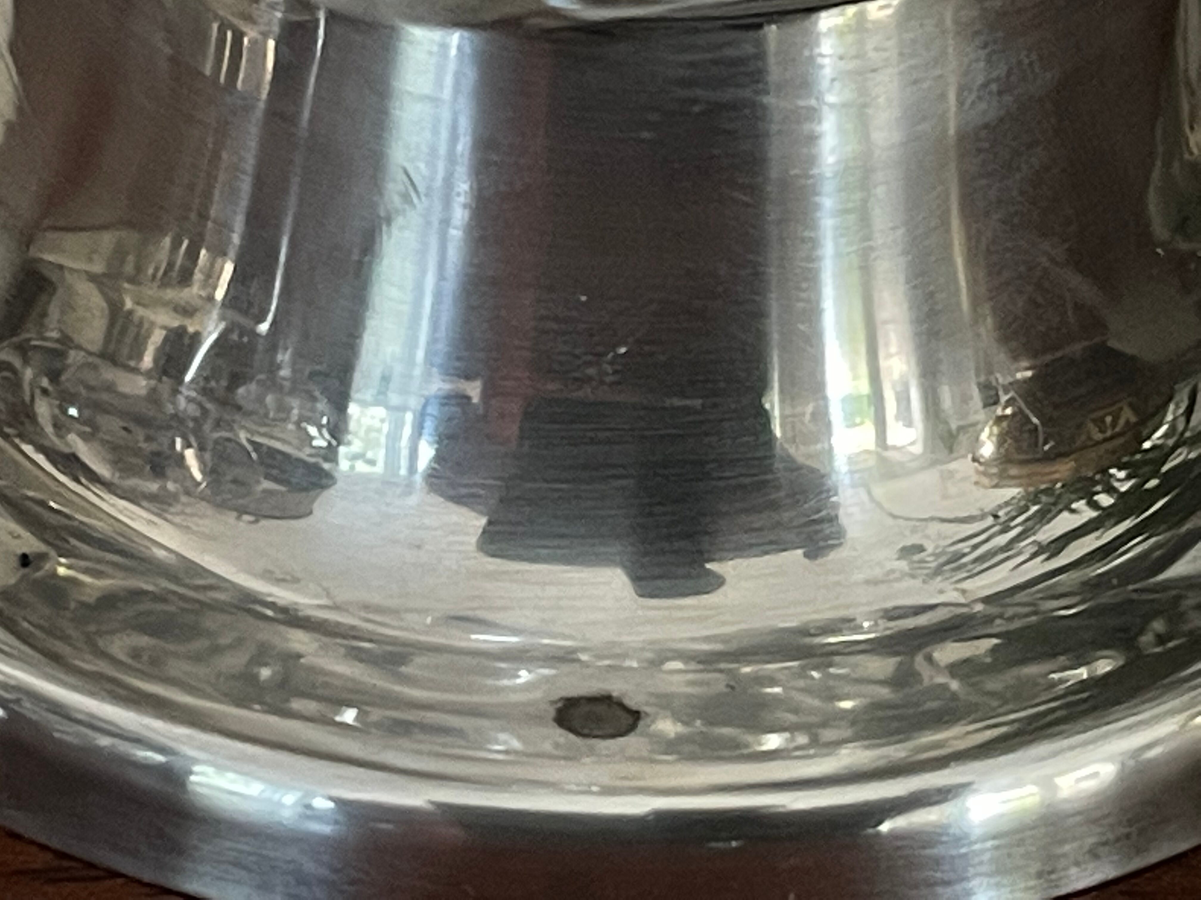 Pair of candle holders in crystal and vintage silver metal