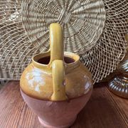 Provençal terracotta pitcher/jug with yellow glaze