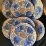 7 assiettes à huitres signées marie stuart roscoff