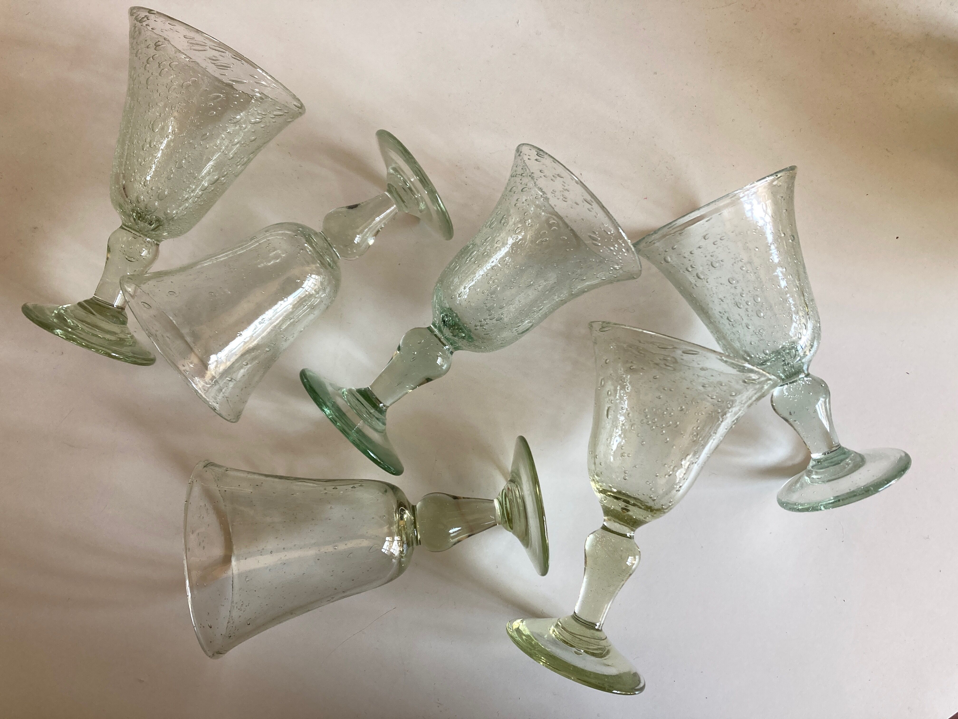 Set of 6 glasses of Biot signed 16cm 1960