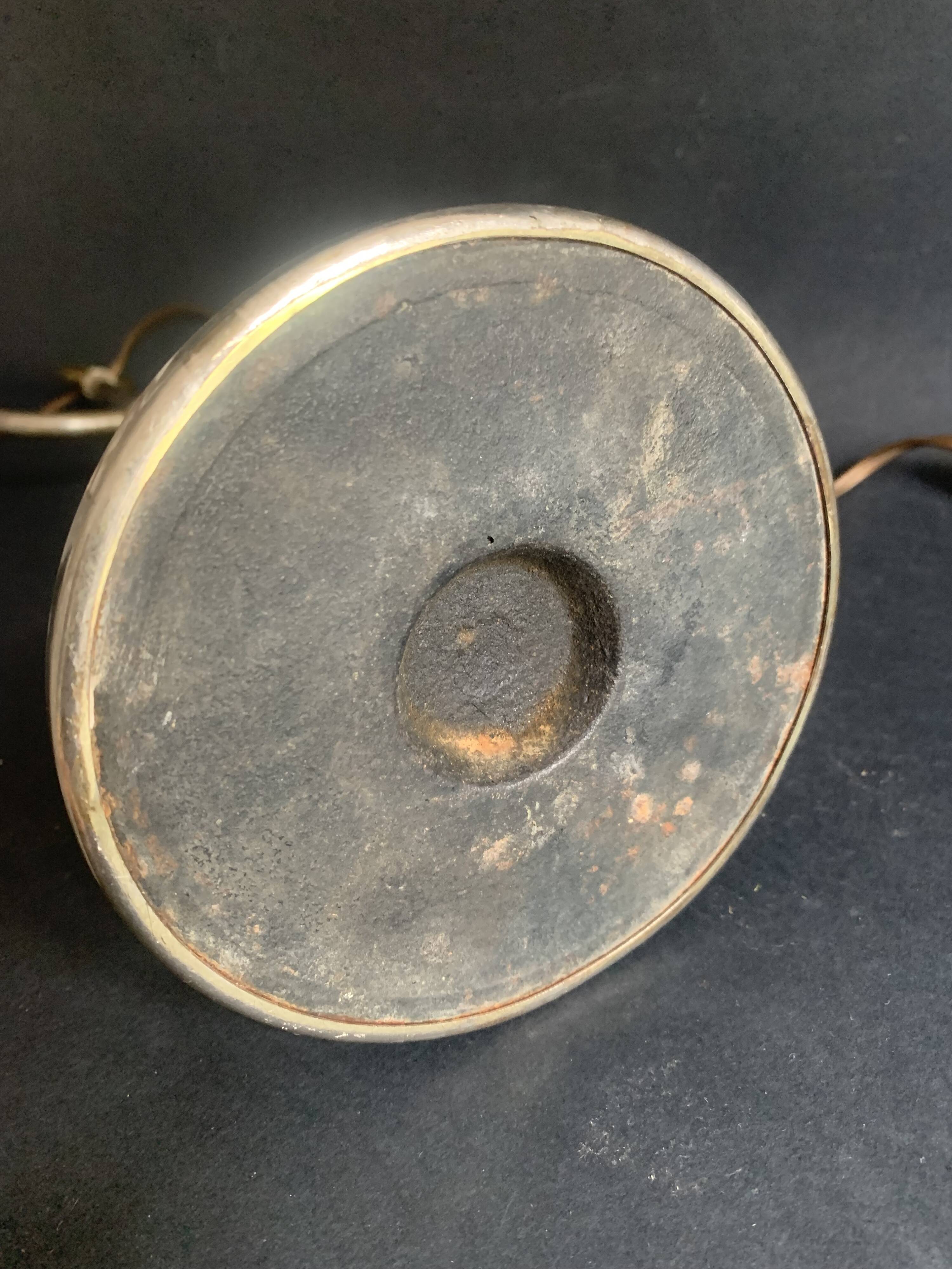 Gooseneck lamp "rise and fall" in brass and glass tulip, 1900