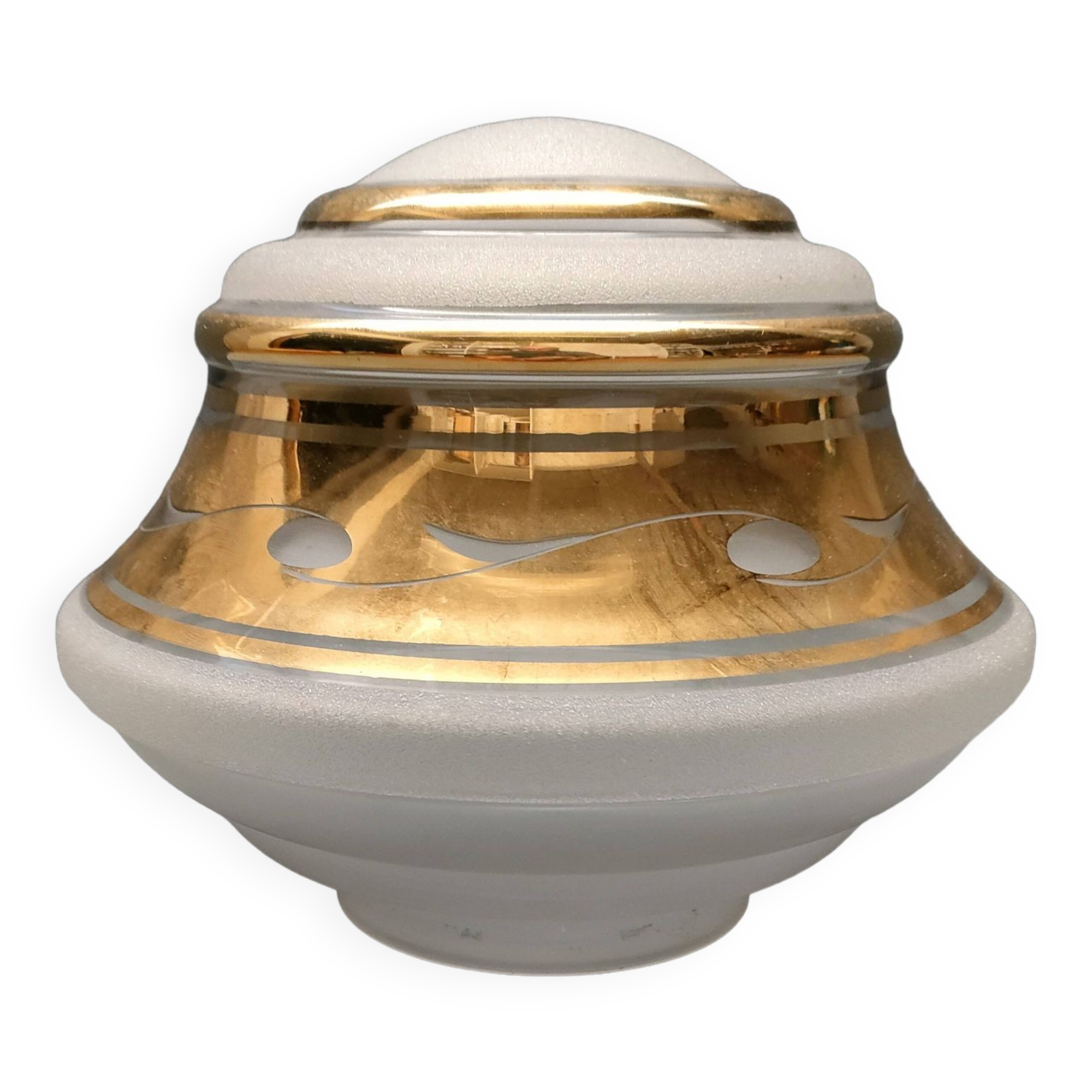 Art-deco globe for ceiling light - granite and gold glass - 1930s