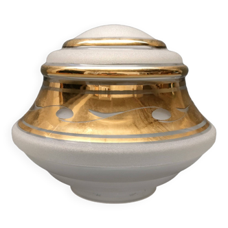 Art-deco globe for ceiling light - granite and gold glass - 1930s