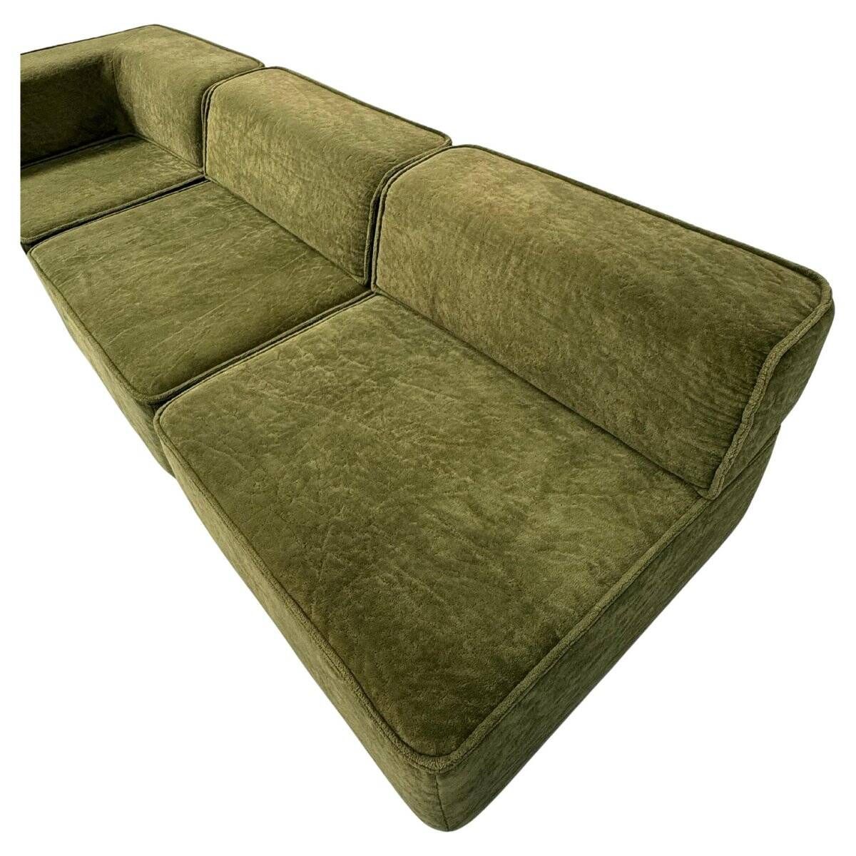 Canapé modulaire vintage Trio en tissu teddy vert de Cor, années 1970, ensemble de 4.