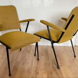 Duo of bridge armchairs, restored,