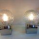 Pair of globe bedside lamps in glass and chrome/vintage metal 70-80