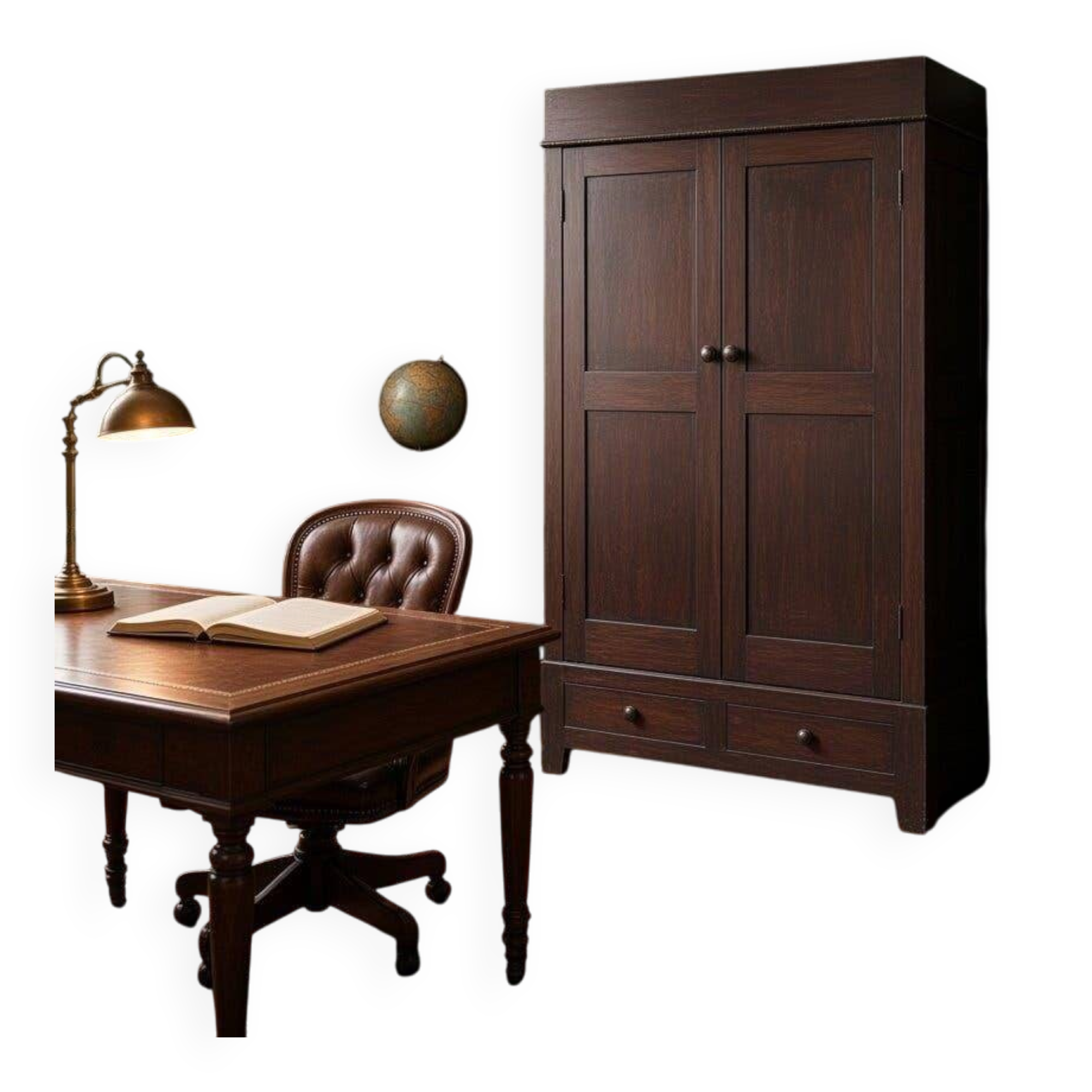 Vintage XL dark wood wardrobe/hallway furniture