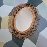 Oval rattan mirror