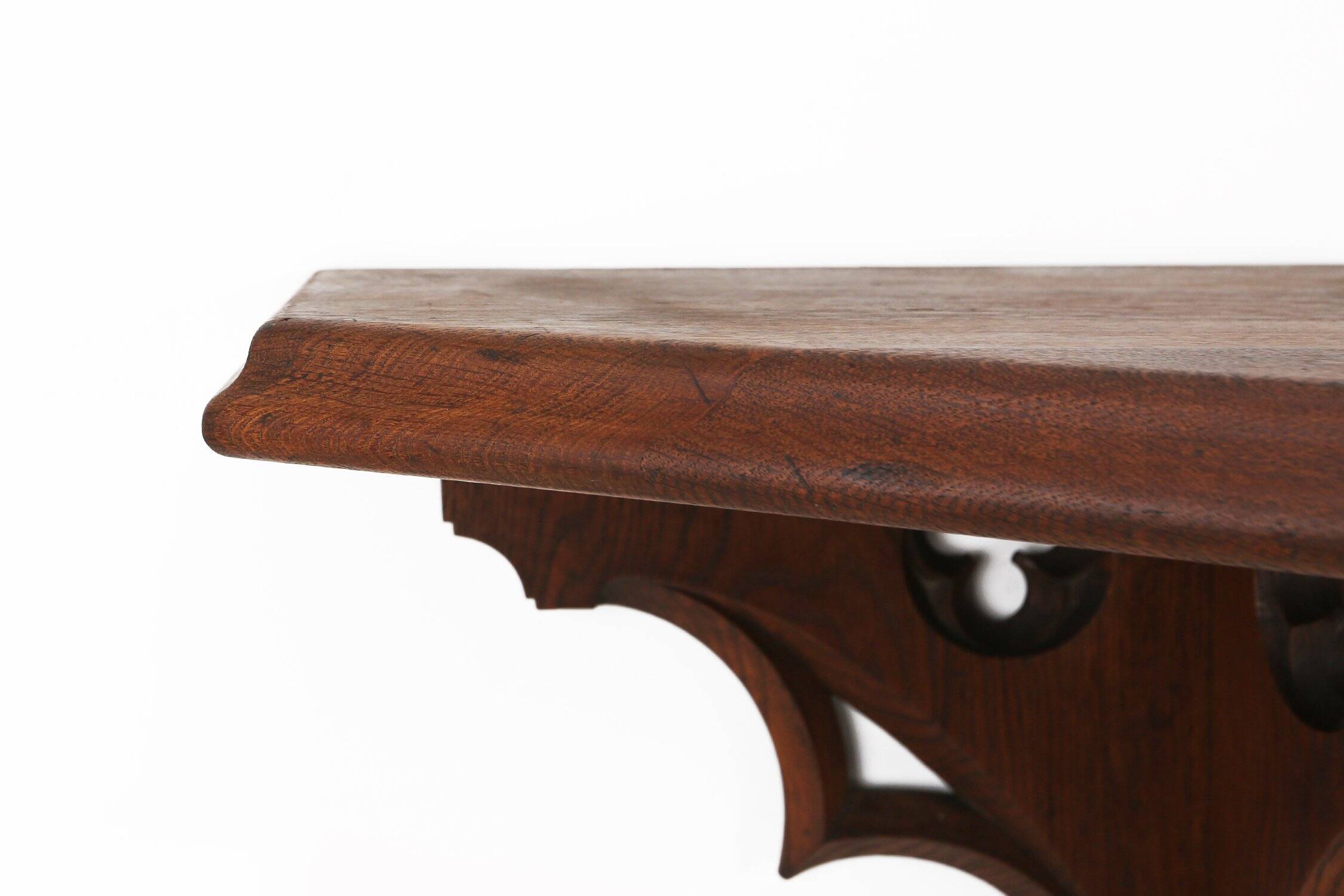 Pair of 2 Antique carved oak Church Wall Consoles, France ca. 1850