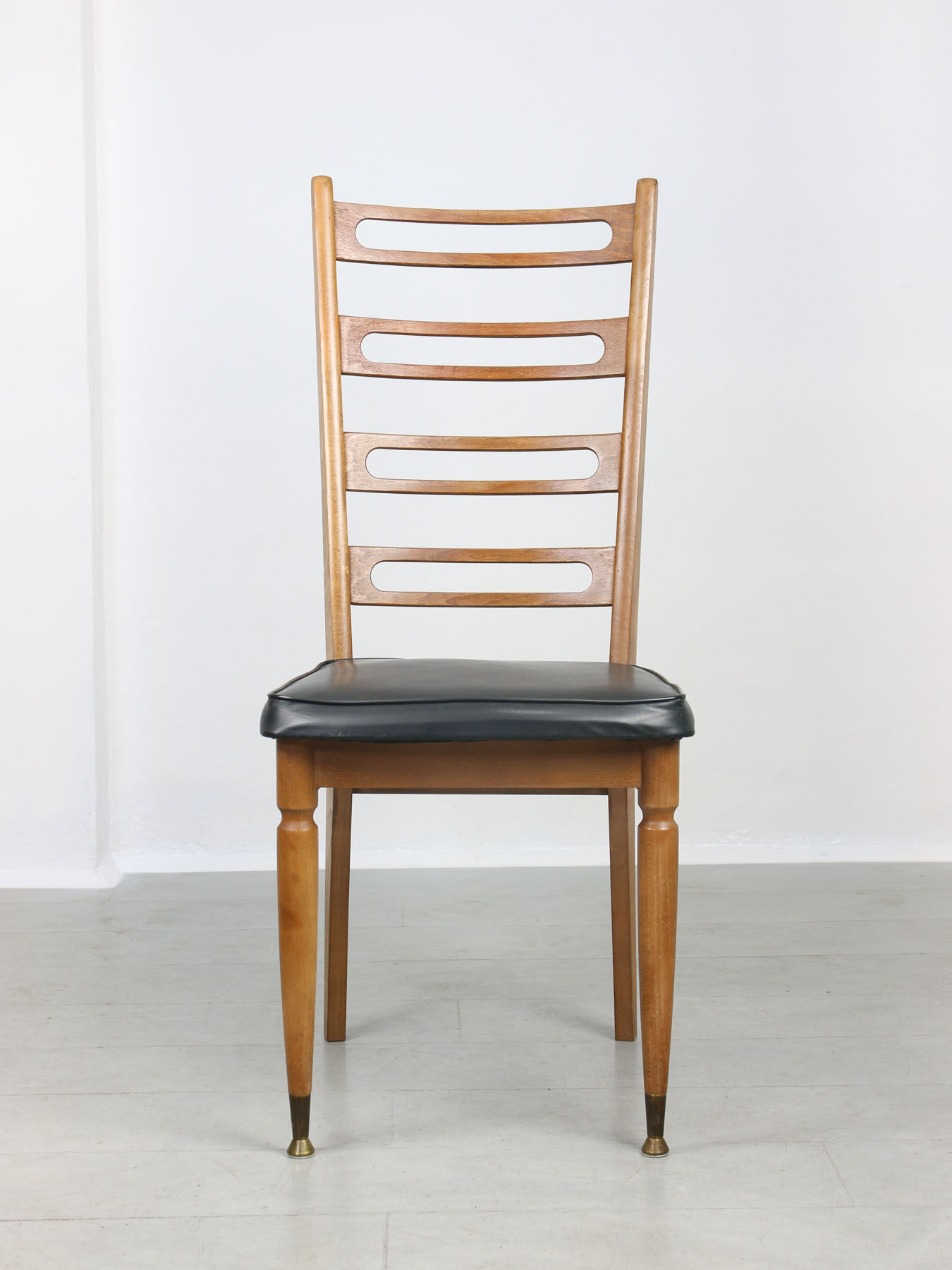 Vintage wooden & brass dining chairs