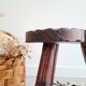 Tabouret tripode bois - look chalet brutaliste