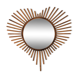 Miroir rotin soleil coeur