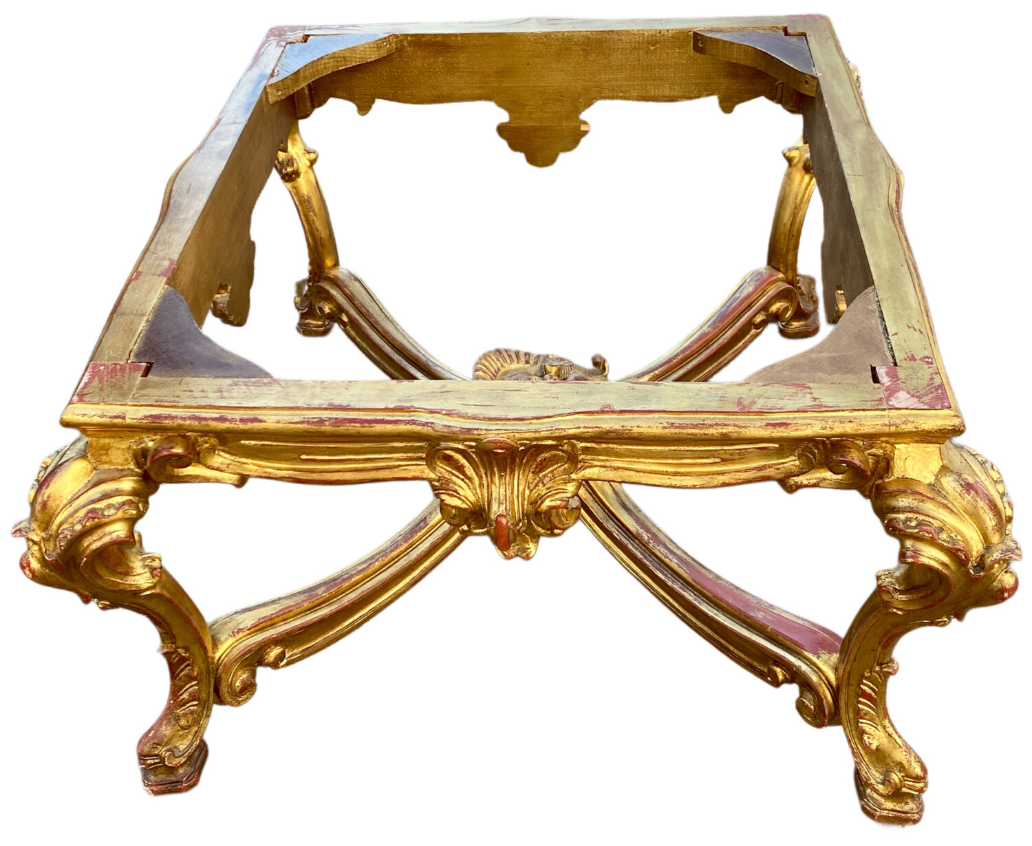 Table de milieu en bois doré table basse Louis XVI