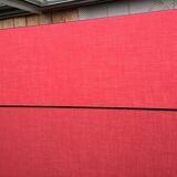 Table set and 2 vintage vintage pale red formica chairs