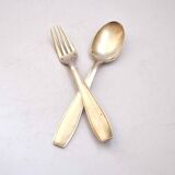 CHRISTOFLE, Atlas cutlery - fork and spoon in silver metal with DB monogram