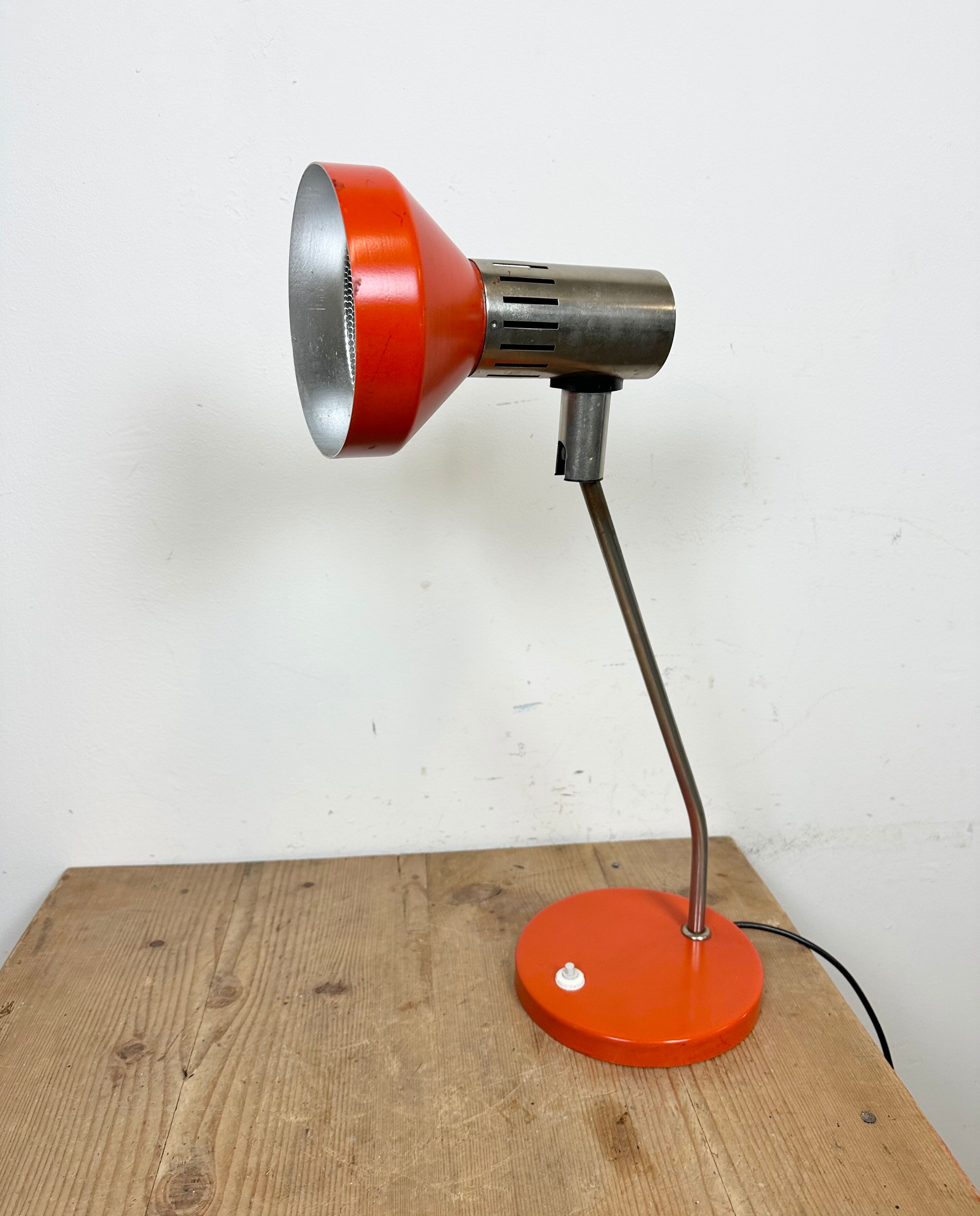 Vintage orange east german table lamp from aka leuchten, 1970s