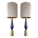 Murano glass table lamps Blu and gold with Bouclé lamp Lampshde by SimoEng
