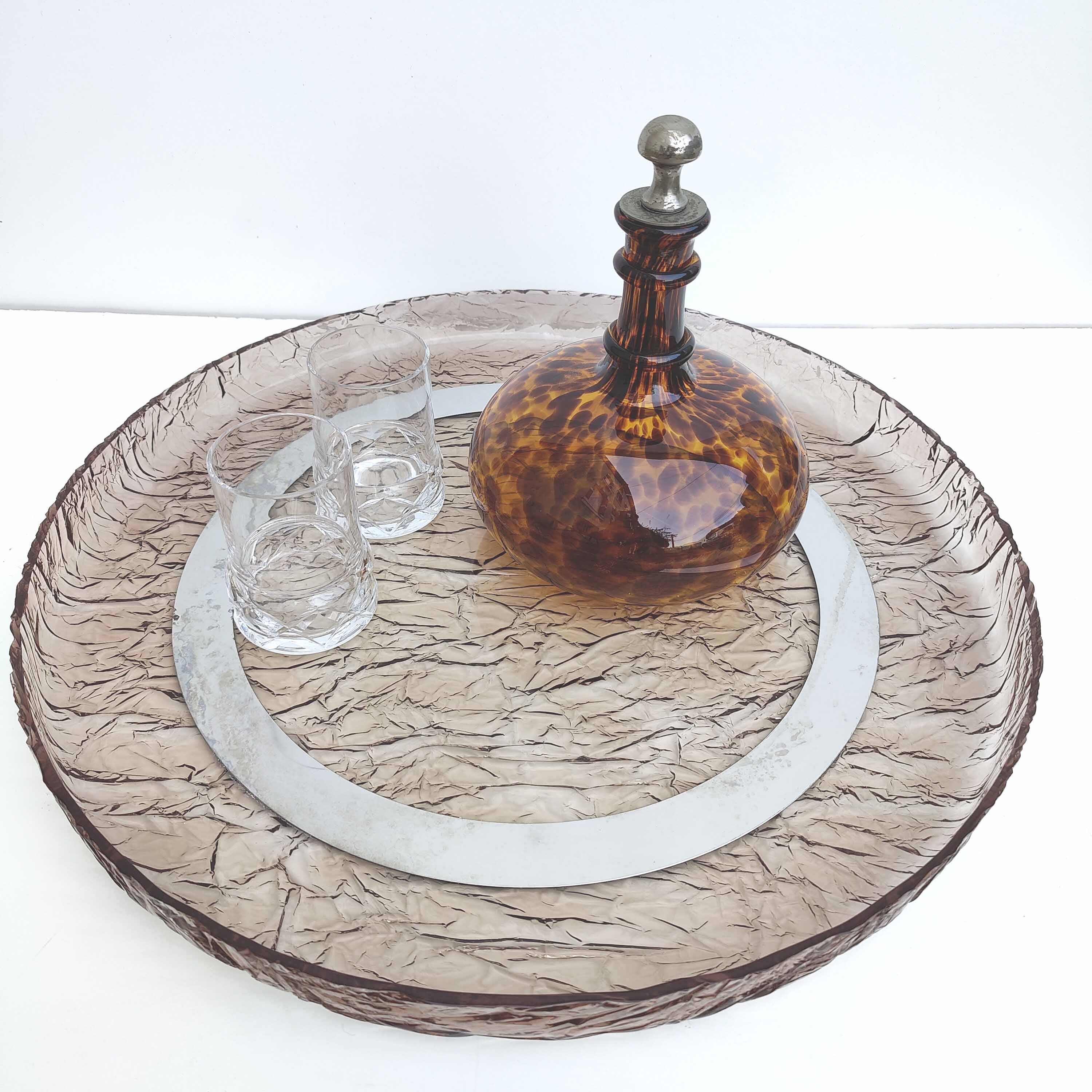 Aperitif tray centerpiece plexiglass 70s