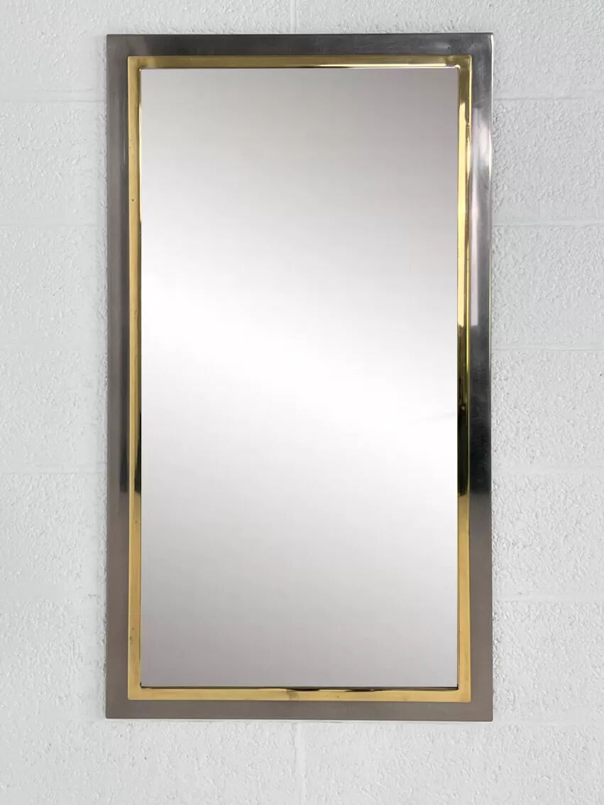 Vintage mirror in varnished metal and brass by BelgoChrome