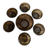 6 bowls + 1 large Duralex salad bowl beautiful Creole smoked glass