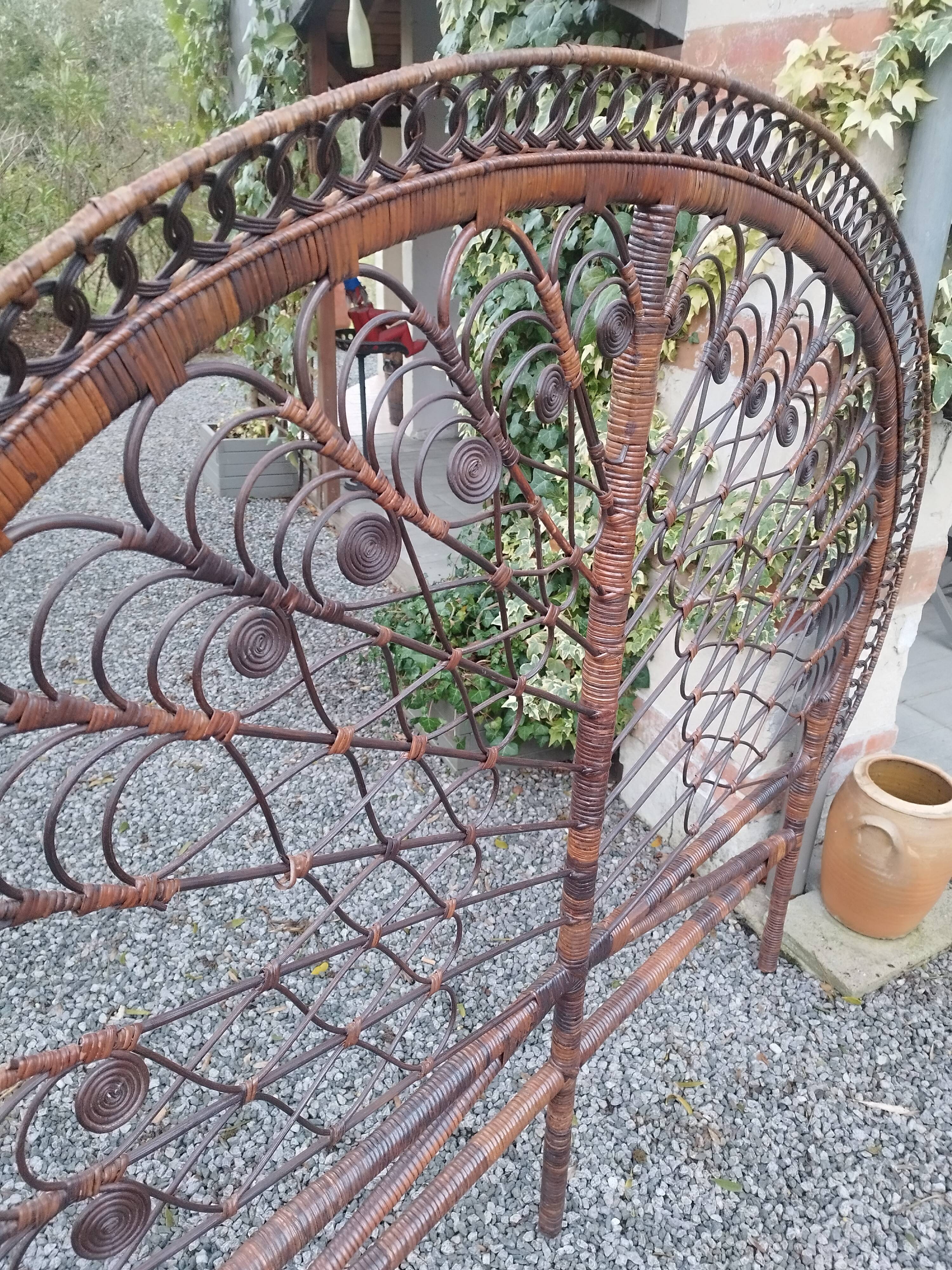 Vintage rattan Peacock headboard
