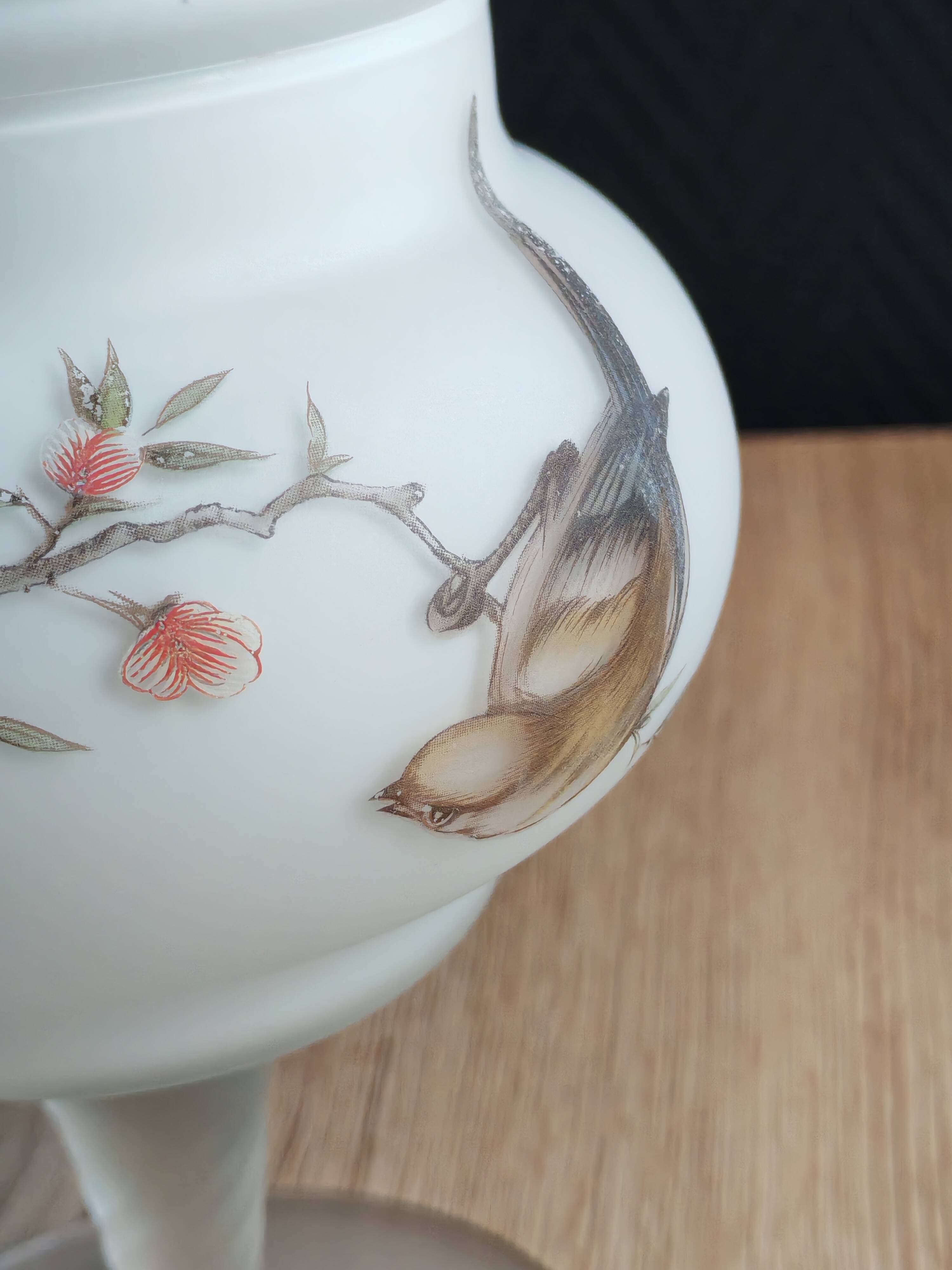 Vintage opaline glass footed bonbonnière