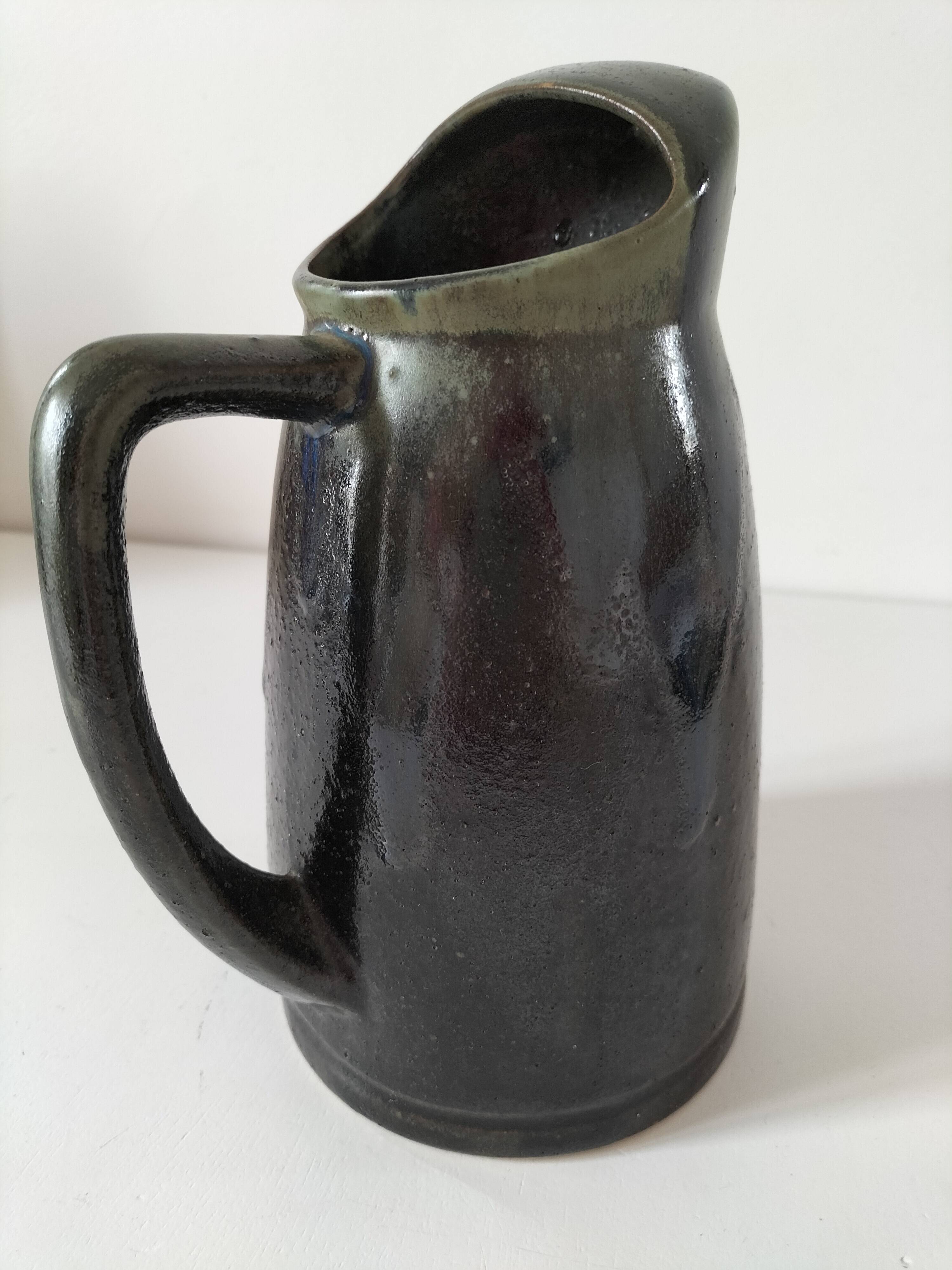 Pichet Denbac flamed stoneware signed with sculptural spout