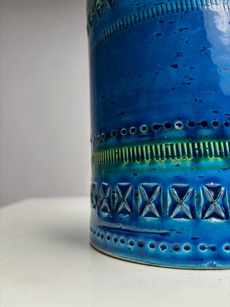 Rimini Blue Terracotta Ceramic Vase attributed to Aldo Londi for Bitossi, Italy, 1960s