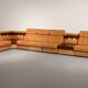 Superbe ensemble de canapés modulaires en cuir cognac des années 1970.