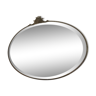 1930's oval art deco bevelled edge wall mirror vintage mirror 66x45cm