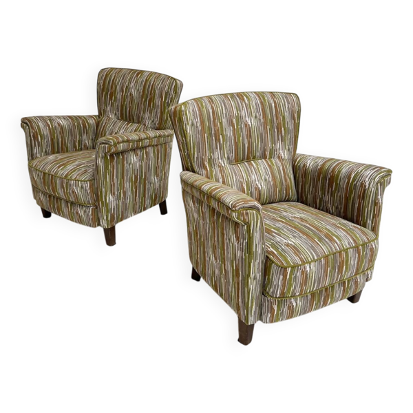 Fauteuil vintage retapissée, années 1960