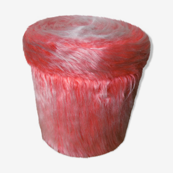 Flashy orange pink moumoute pouf