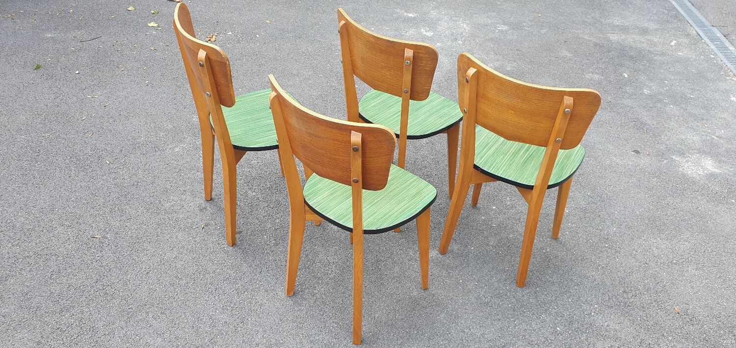 Set of 4 formica and wood chairs