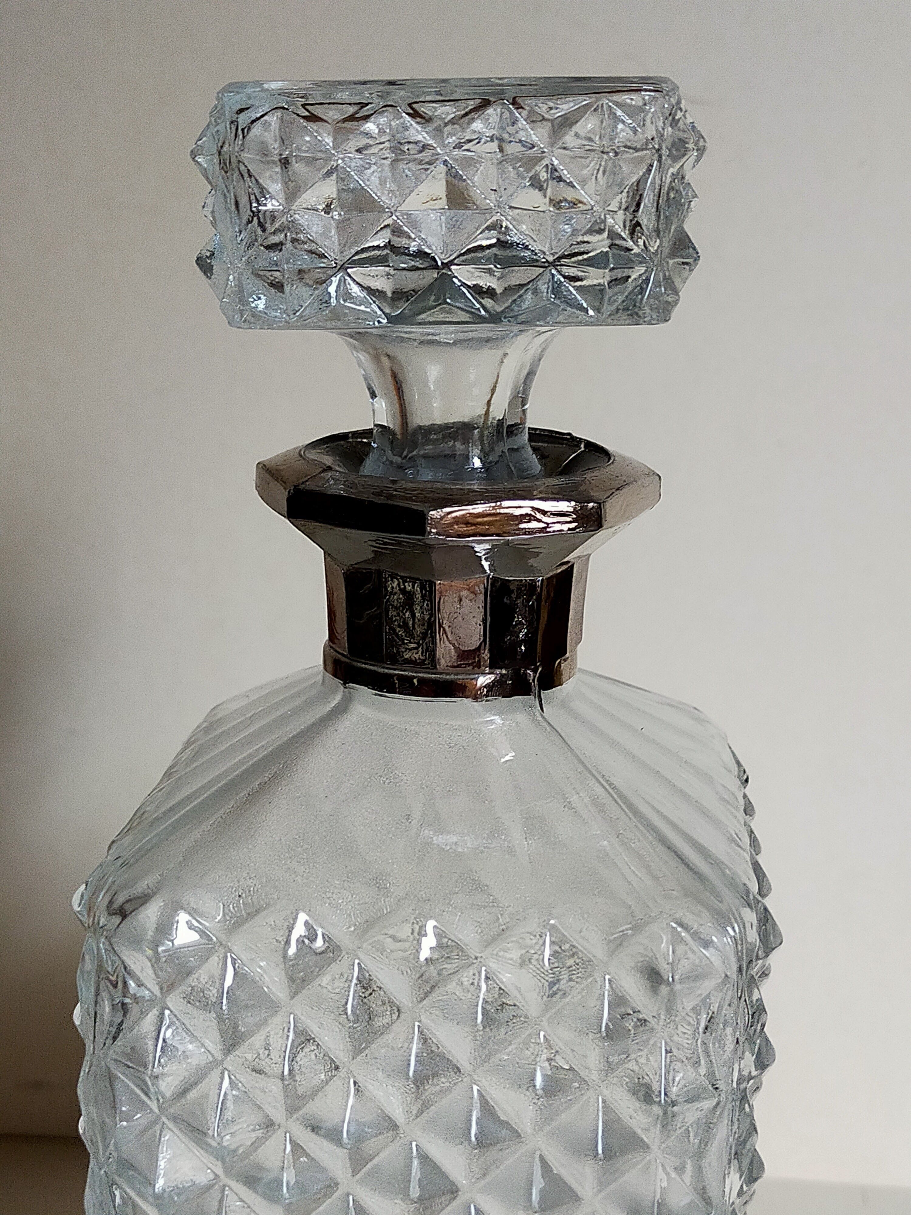 Vintage whisky carafe with golden neck