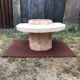 Asymmetrical coffee table from the 80s made of Mactan stone and Magnussen Ponte travertine.